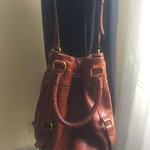 Le Sak Brown Leather Crossbody Bucket/Tote Bag